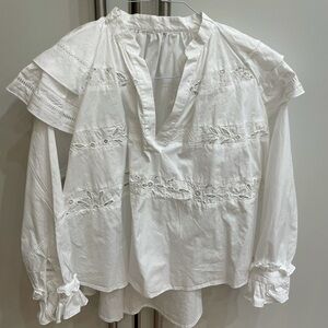 Adam Lippes White Open Work Blouse Size L